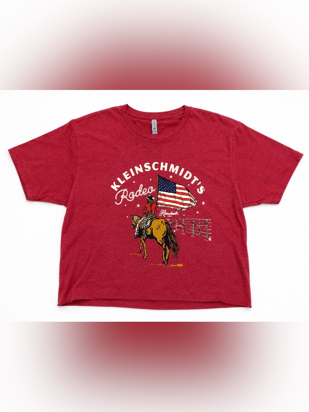 Next Level XL Kleinschmidt’s Rodeo Graphic Crop Tee Red Western Cowboy Shirt